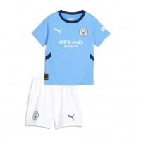 Camiseta Manchester City Erling Haaland #9 Primera Equipación para niños 2024-25 manga corta (+ pantalones cortos)